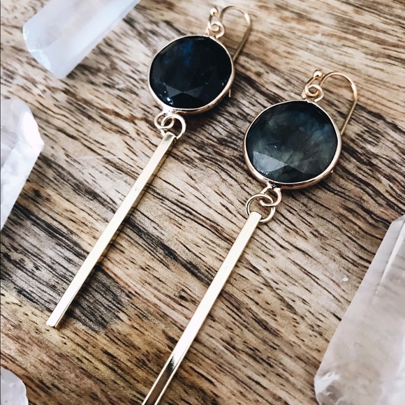 Elara Luna Jewelry - 24K Gold Labradorite Drop Earrings